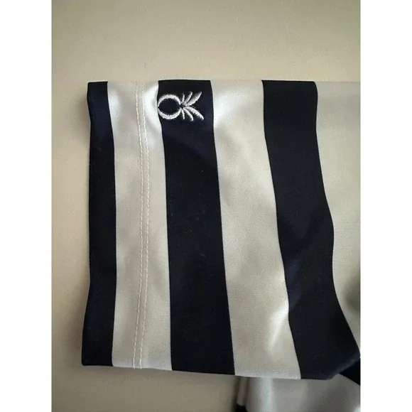 Dudley Stephens Madaket Maxi in Navy Cabana Stripe Sz S Belted Polo Collar Luxe - Picture 8 of 13